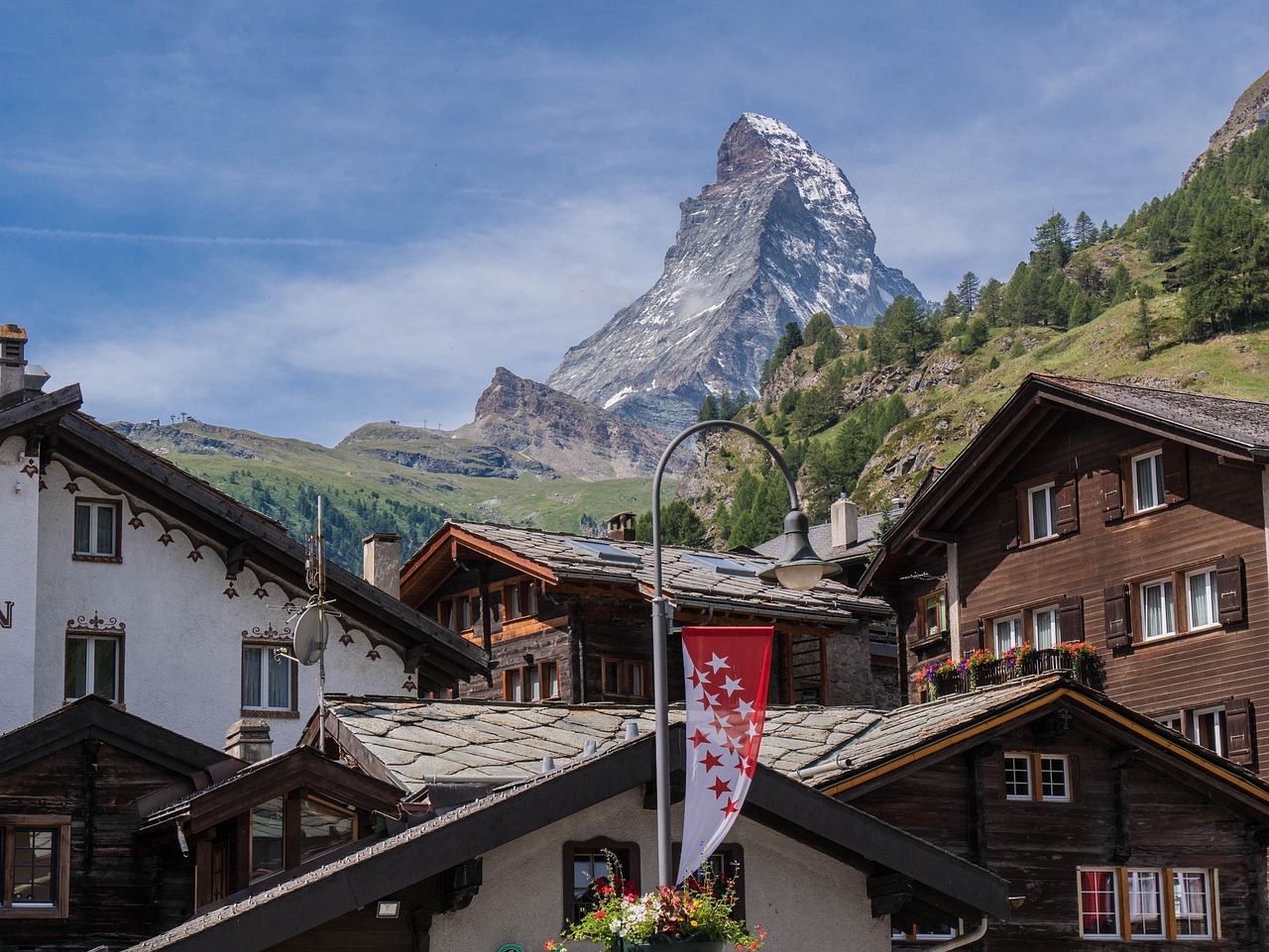 Zermatt e Matterhorn antes da viagem panorâmica no Glacier Express