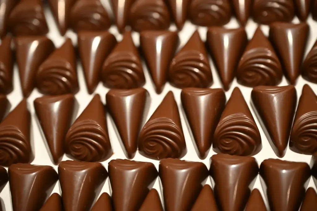 Fileiras de chocolates da Maison Cailler, em Broc