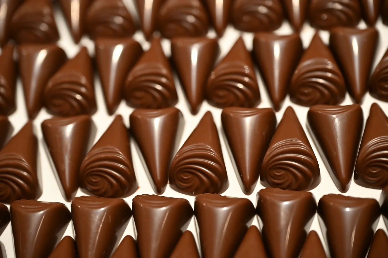 Fileiras de chocolates da Maison Cailler, em Broc